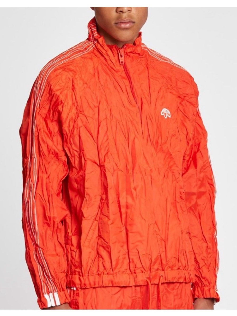 adidas x Alexander Wang Orange Windbreaker Jacket with White Stripe Details